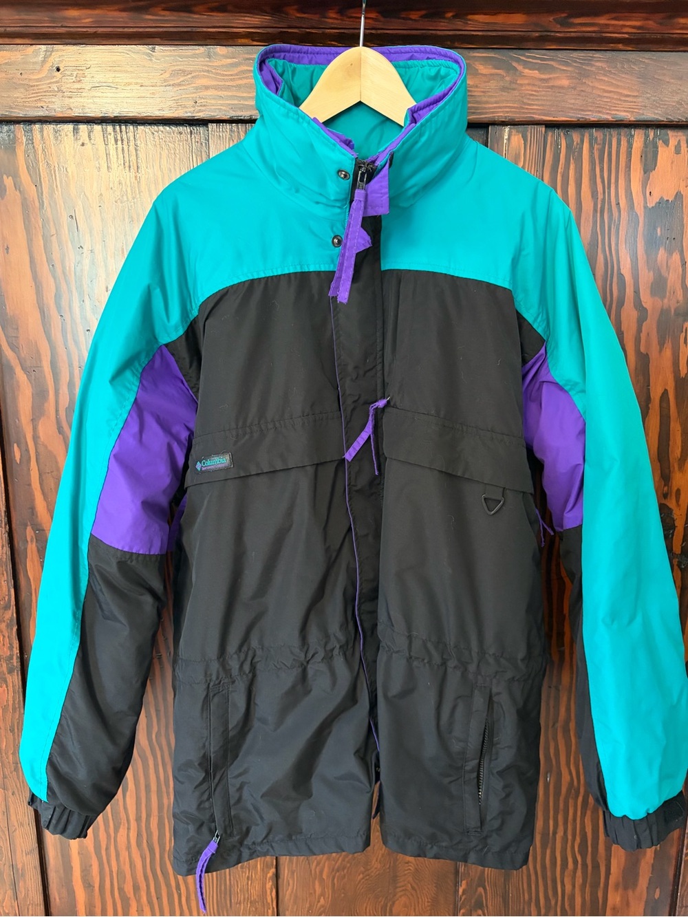 Columbia Men’s Vintage Teal, Purple & Black Colorblock 3-in-1 Puffer Jacket